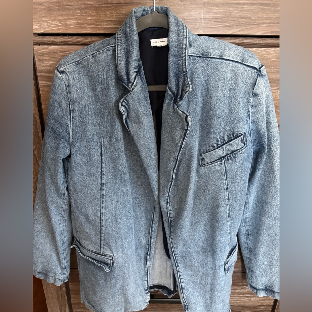 Good American Denim Fitted Blazer